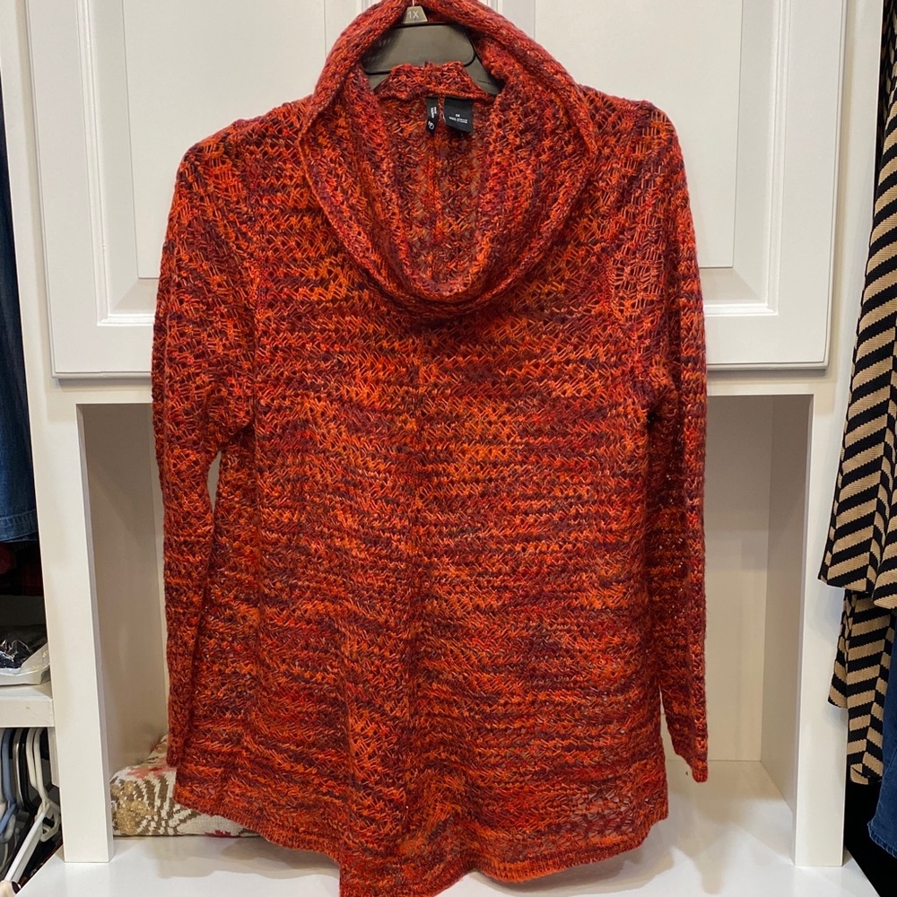 New Directions Red and Orange Cowl Neck Sweater